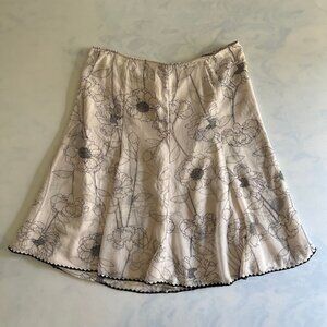 White House Black Market 100% Silk Floral Print Midi Skirt